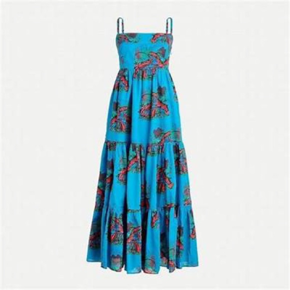 J.Crew Lobster Maxi Sundress Cotton 6 Small NWT New